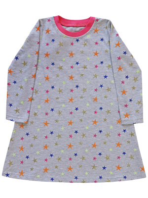 Платье "Единорог" с яркими звёздами - Размер 98 - Цвет серый - Картинка #3