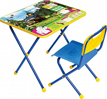 КПУ1 Комплект «Маша и медведь» (стол+стул 
пластиковый) (КПУ1/5 ловись рыбка) - Цвет желто-синий - Картинка #1