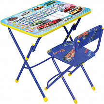 КУ1 Комплект "Никки" (стол+стул мягкий) (КУ1/15 большие гонки) - Цвет голубой/синий - Картинка #1